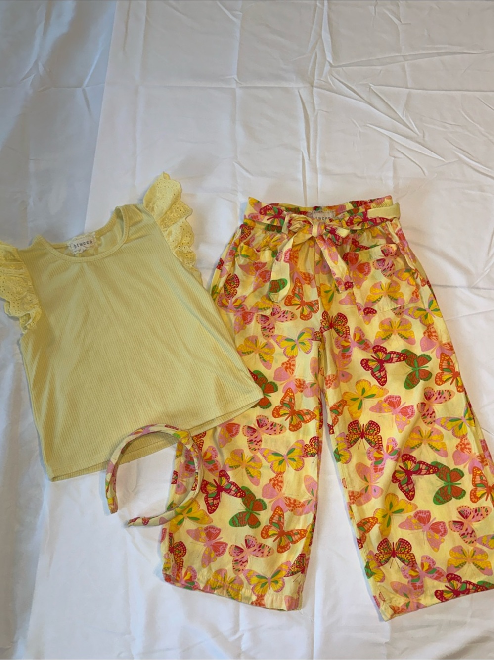 btween Yellow Floral Butterfly Two-Piece Outfit